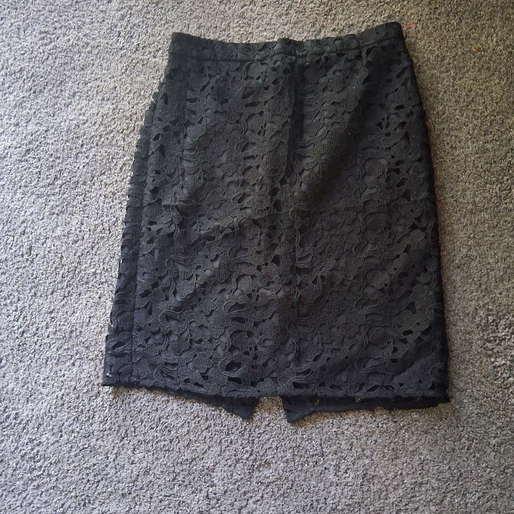 J. Crew Black Lace Pencil Skirt